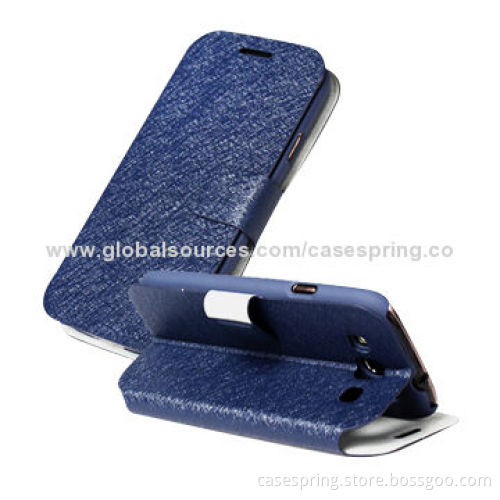 Folio leather case for Samsung galaxy S5, PU leather material with silk texture cases